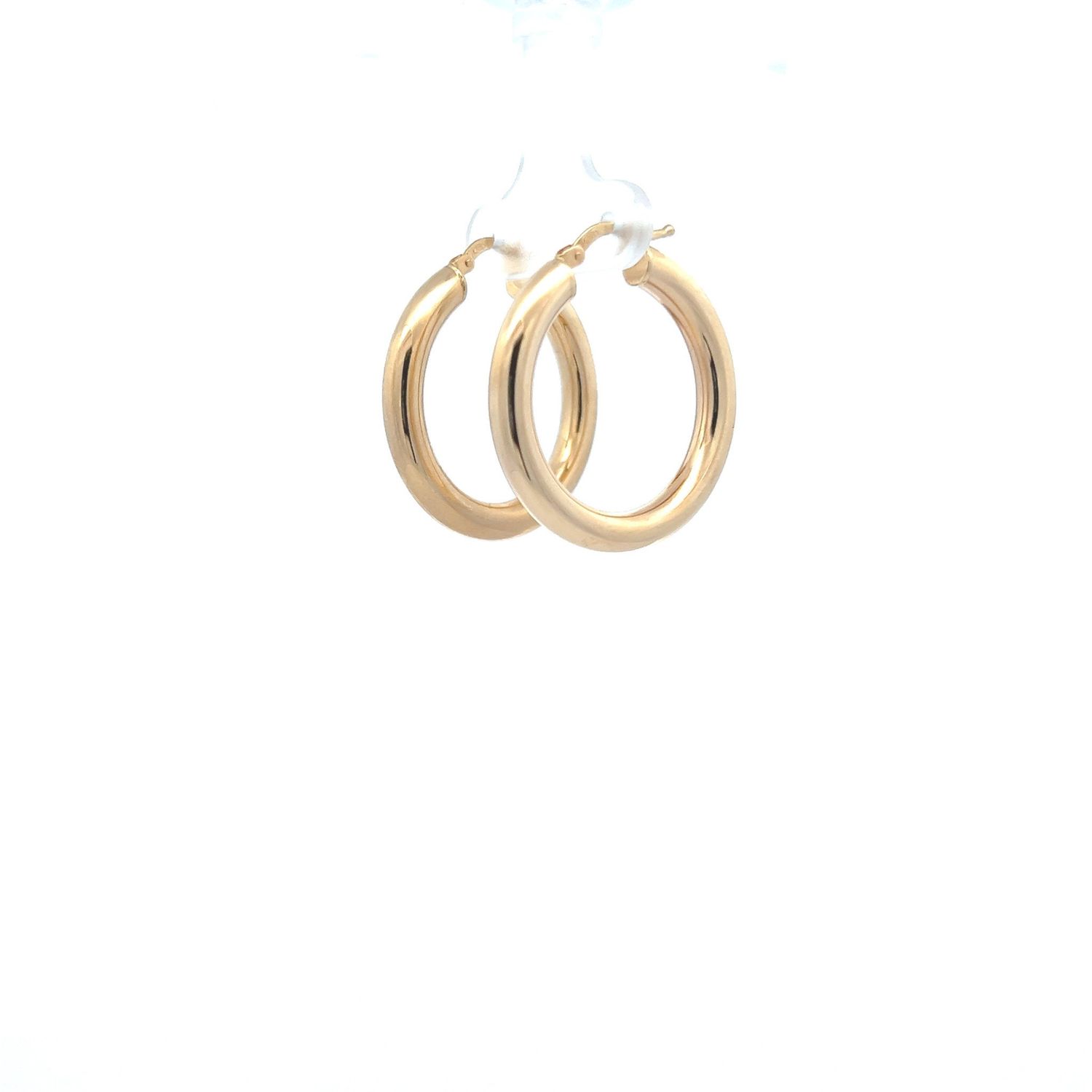 14ky 3.9mm hollow hoop earrings 1.12&quot; dia 3.6g