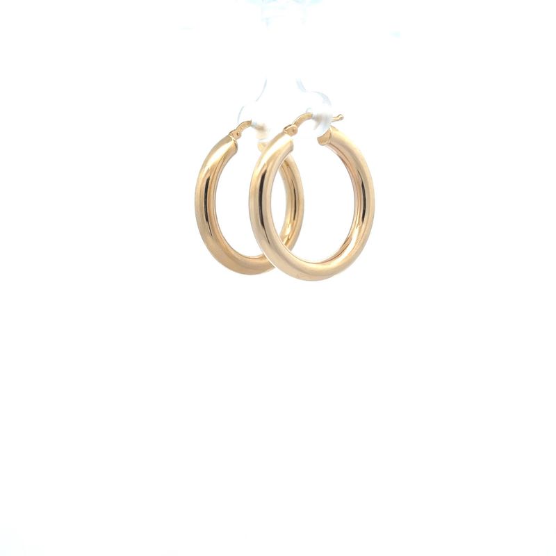 14ky 3.9mm hollow hoop earrings 1.12&quot; dia 3.6g