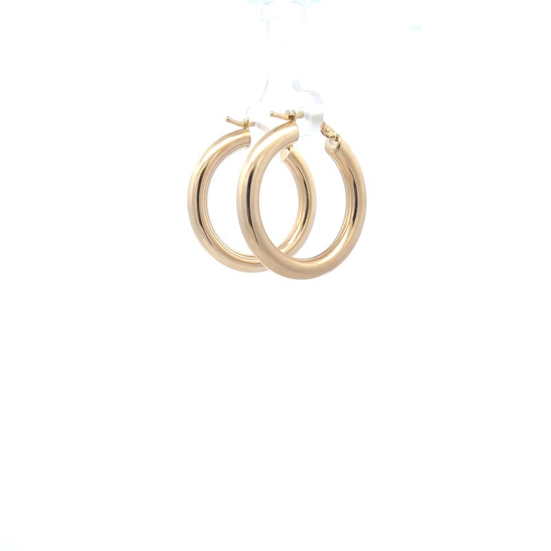 14ky 3.9mm hollow hoop earrings 1.12" dia 3.6g