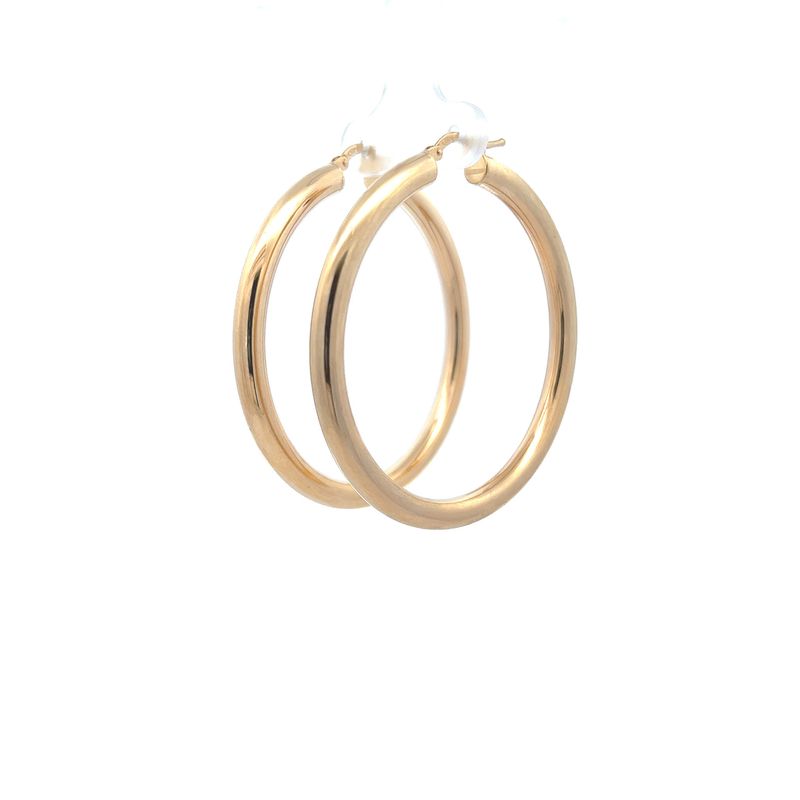 14ky 4.0mm hollow hoop earrings 2.0&quot; dia 6.5g
