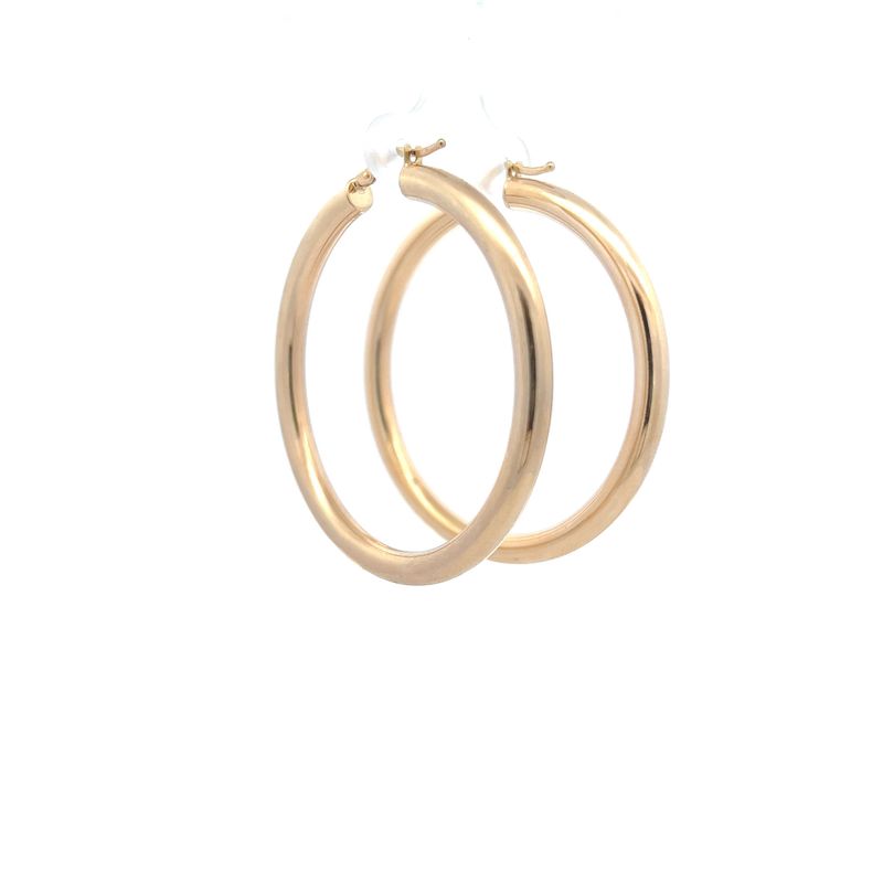 14ky 4.0mm hollow hoop earrings 2.0" dia 6.5g