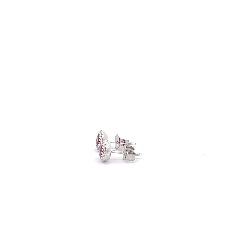 14kw .09ctw Dia 0.63ctw Ruby Halo Stud Earrings