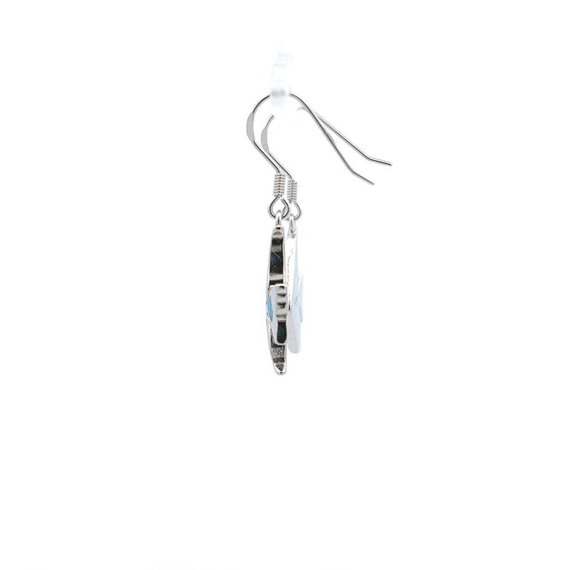 SS Created Opal Fish Dangle Earrings