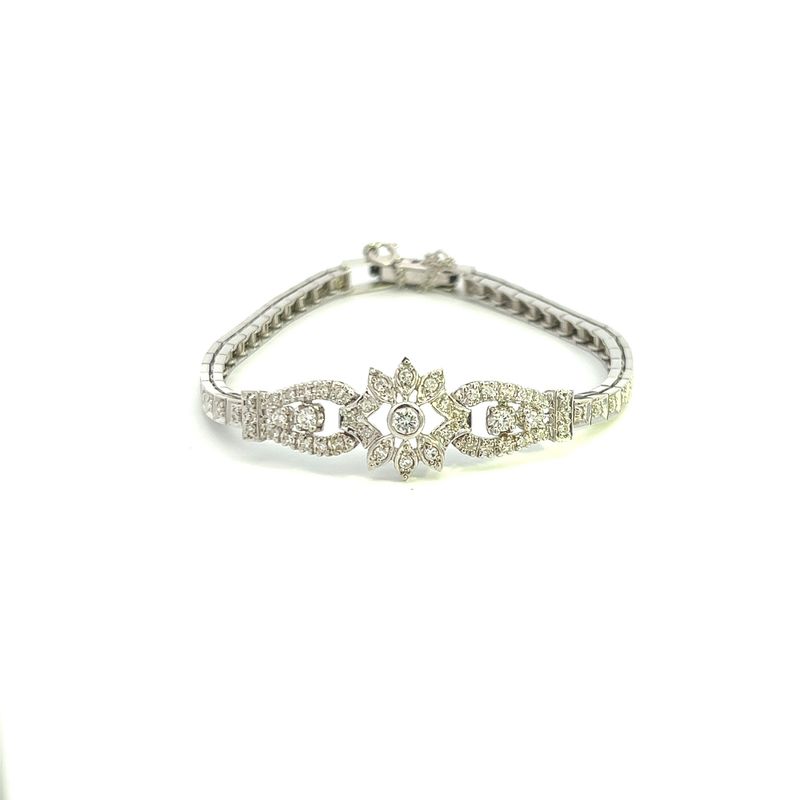 14kw vintage diamond flower bracelet 7.6dwt