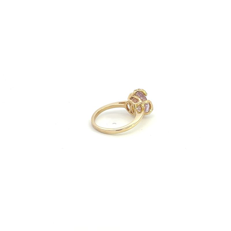 CONS 14KY 2.5ct Rose Amethyst ,&amp; 0.12ctw Dia Ring Size 5.75