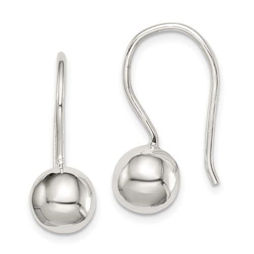 SS 8mm Ball Dangle Earrings