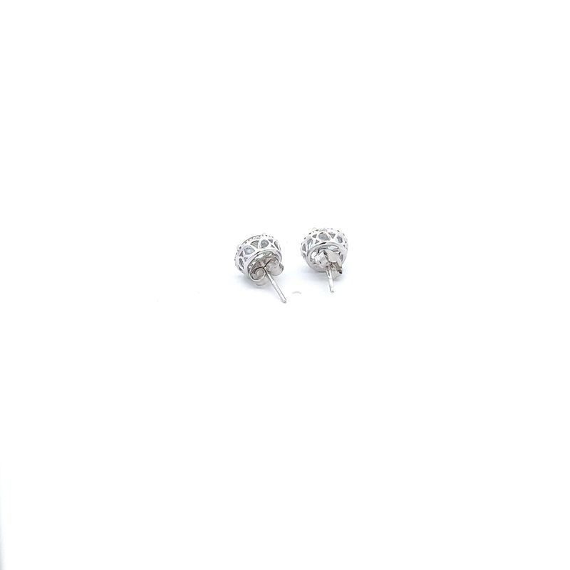 14KW 0.19ctw Dia &amp; 2.22ctw Aqua Halo Stud Earrings