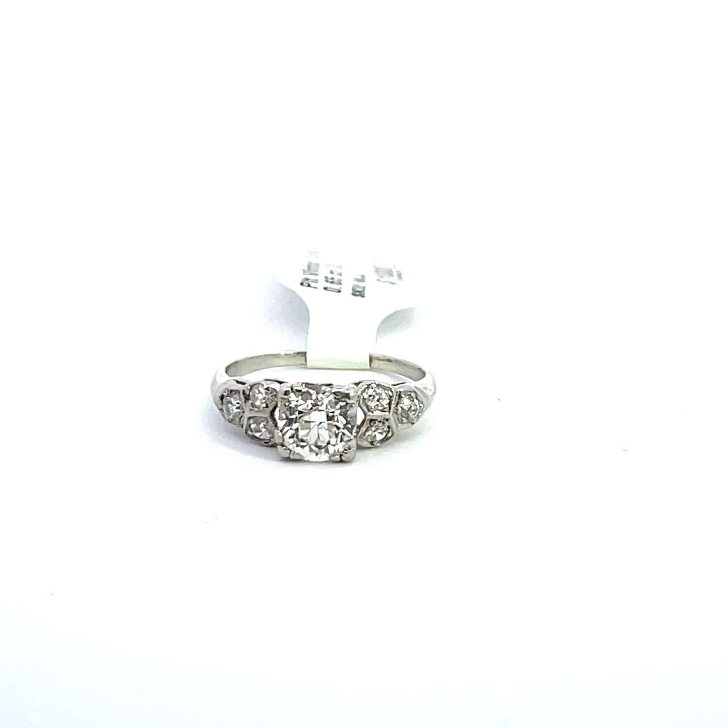 Plt Vintage Dia Ring 0.65 ctr Dia, 0.75tcw sz 3.75