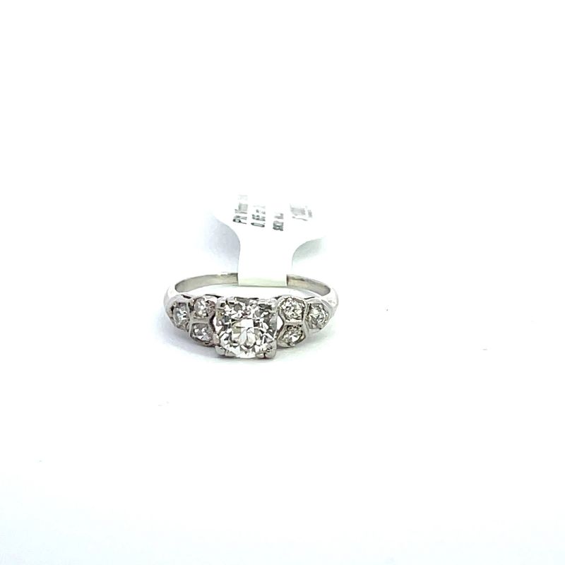 Plt Vintage Dia Ring 0.65 ctr Dia, 0.75tcw sz 3.75