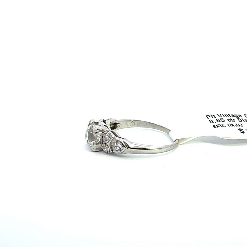 Plt Vintage Dia Ring 0.65 ctr Dia, 0.75tcw sz 3.75