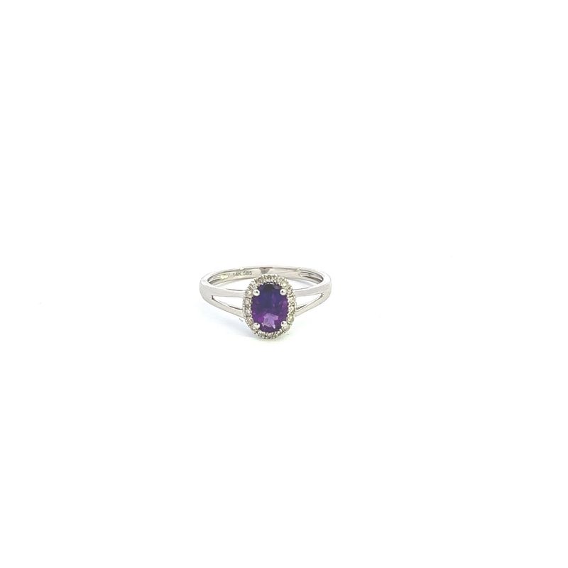 14KW 0.74ct Ame &amp; 0.13ctw Dia Oval Ring. Size 6.5