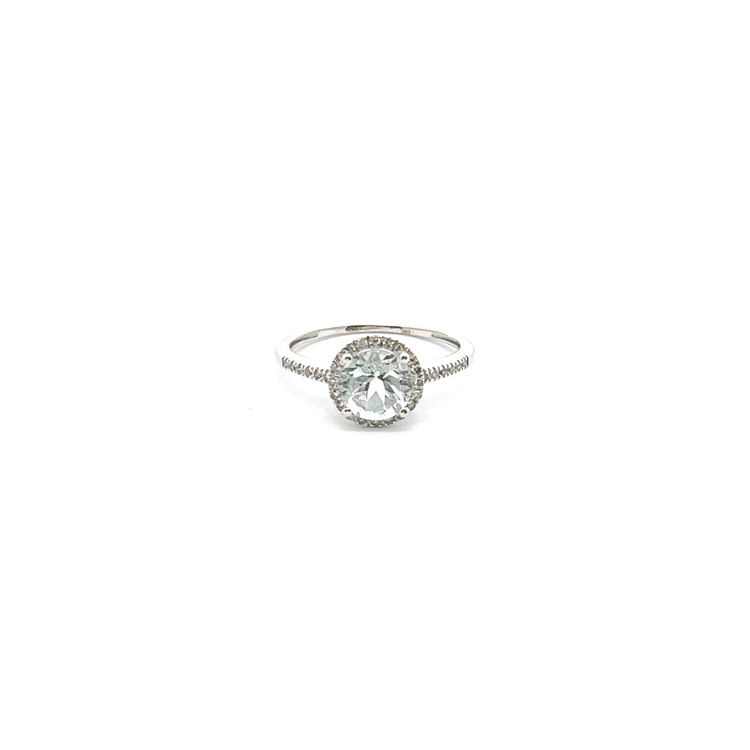 14KW 1.13ct Aqua &amp; 012ctw Dia Ring Size 7
