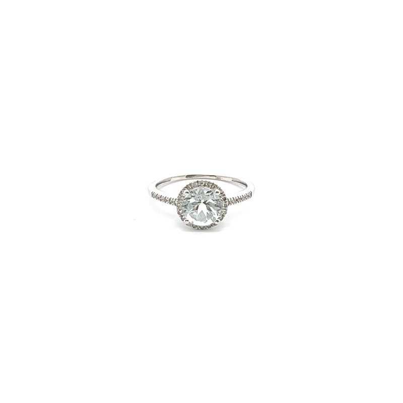 14KW 1.13ct Aqua &amp; 012ctw Dia Ring Size 7