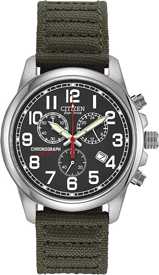 Citizen AT0200-05E Garrison 1-second chrono that measures up to 60 minutes,  features 12/24 hour time, 39mm screw-back case and 100M WR.