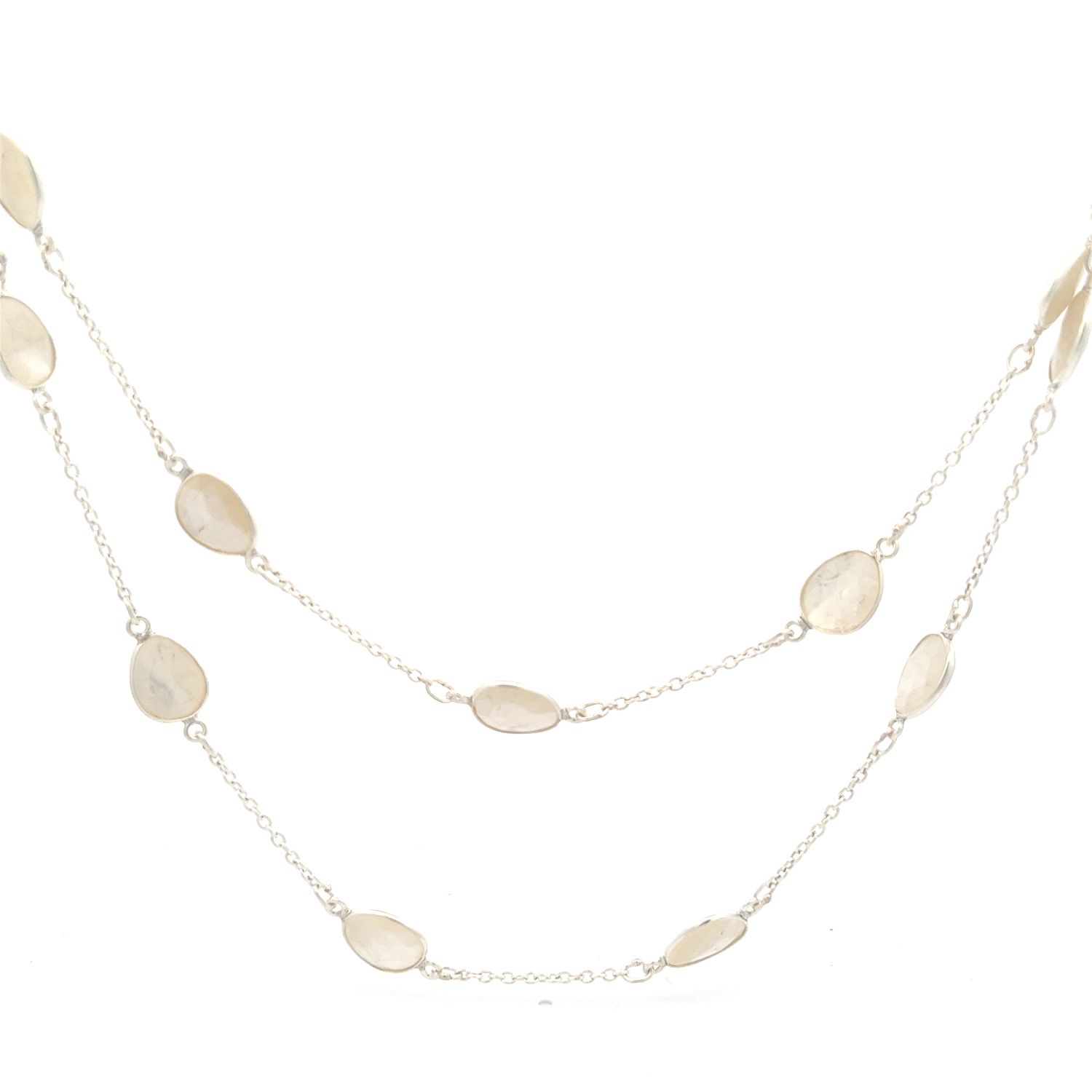 36&quot; Sterling Silver Faceted Mother-of-Pearl Necklace  11.8g