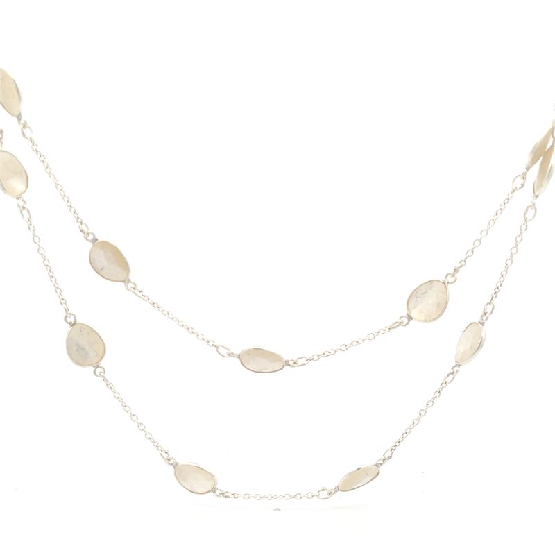 36&quot; Sterling Silver Faceted Mother-of-Pearl Necklace  11.8g