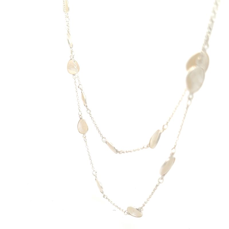 36" Sterling Silver Faceted Mother-of-Pearl Necklace  11.8g
