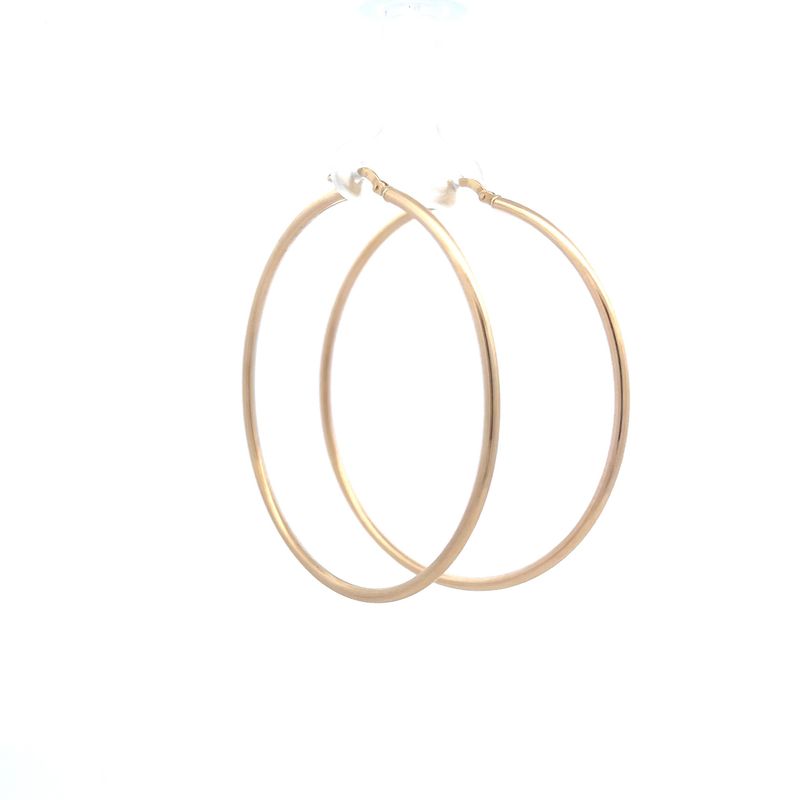 14ky 1.9mm hollow hoop earrings 2.25" dia 3.6g