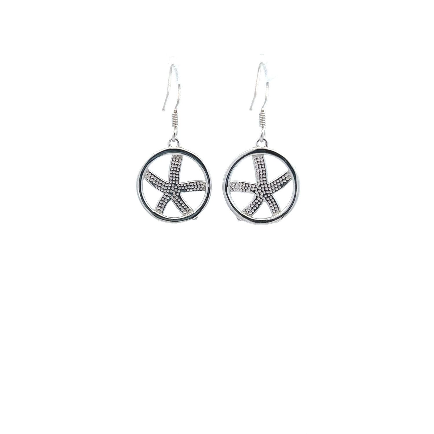 SS Abalone Starfish Circle Dangle Earrings
