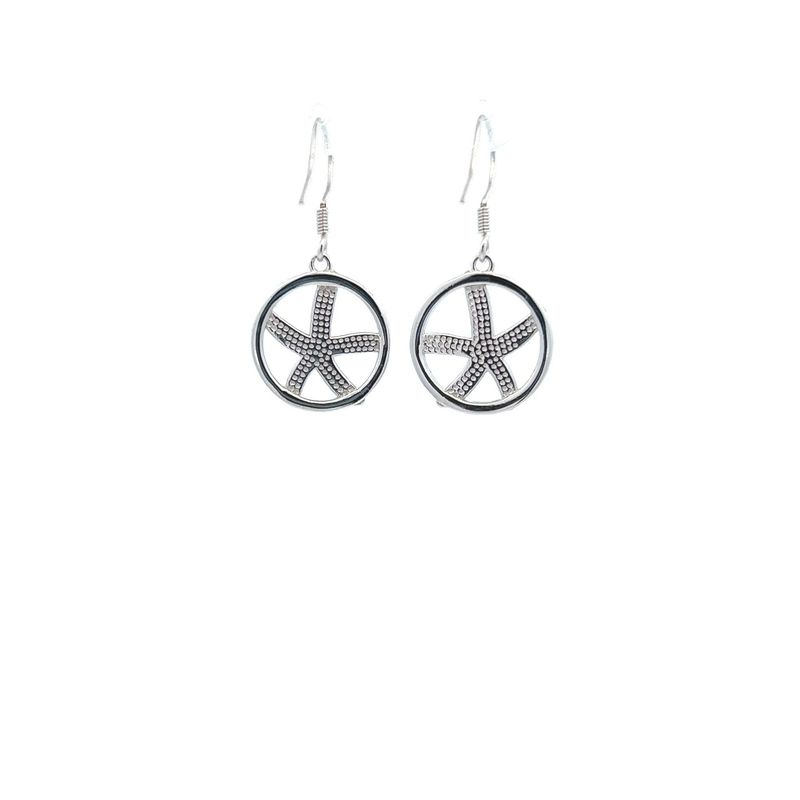 SS Abalone Starfish Circle Dangle Earrings