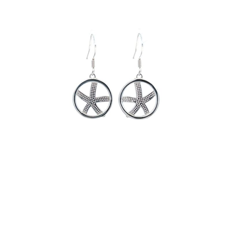 SS Abalone Starfish Circle Dangle Earrings