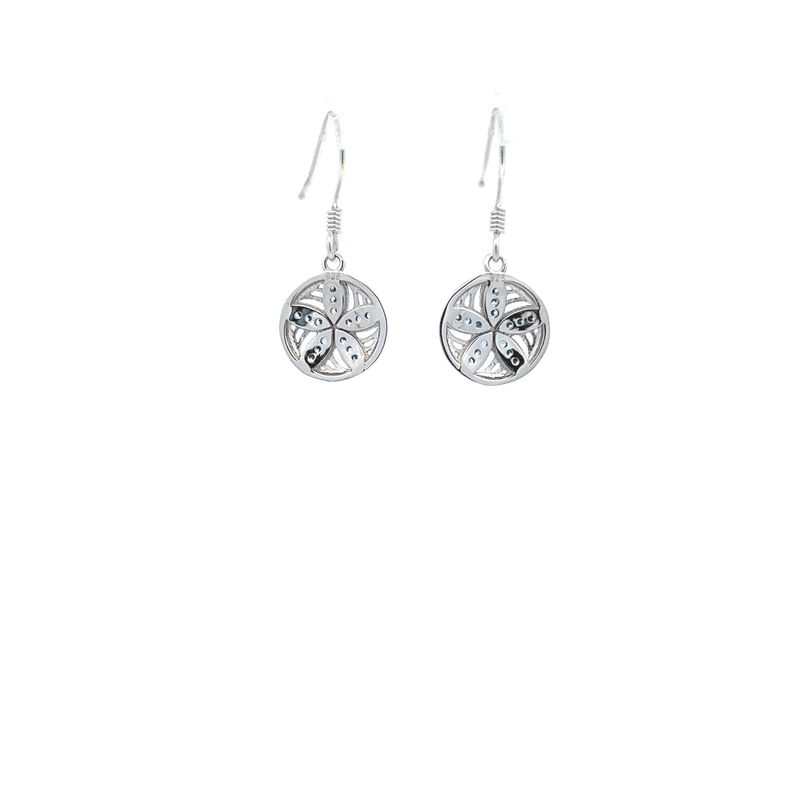 SS Blue Topaz Sand Dollar Dangle Earrings
