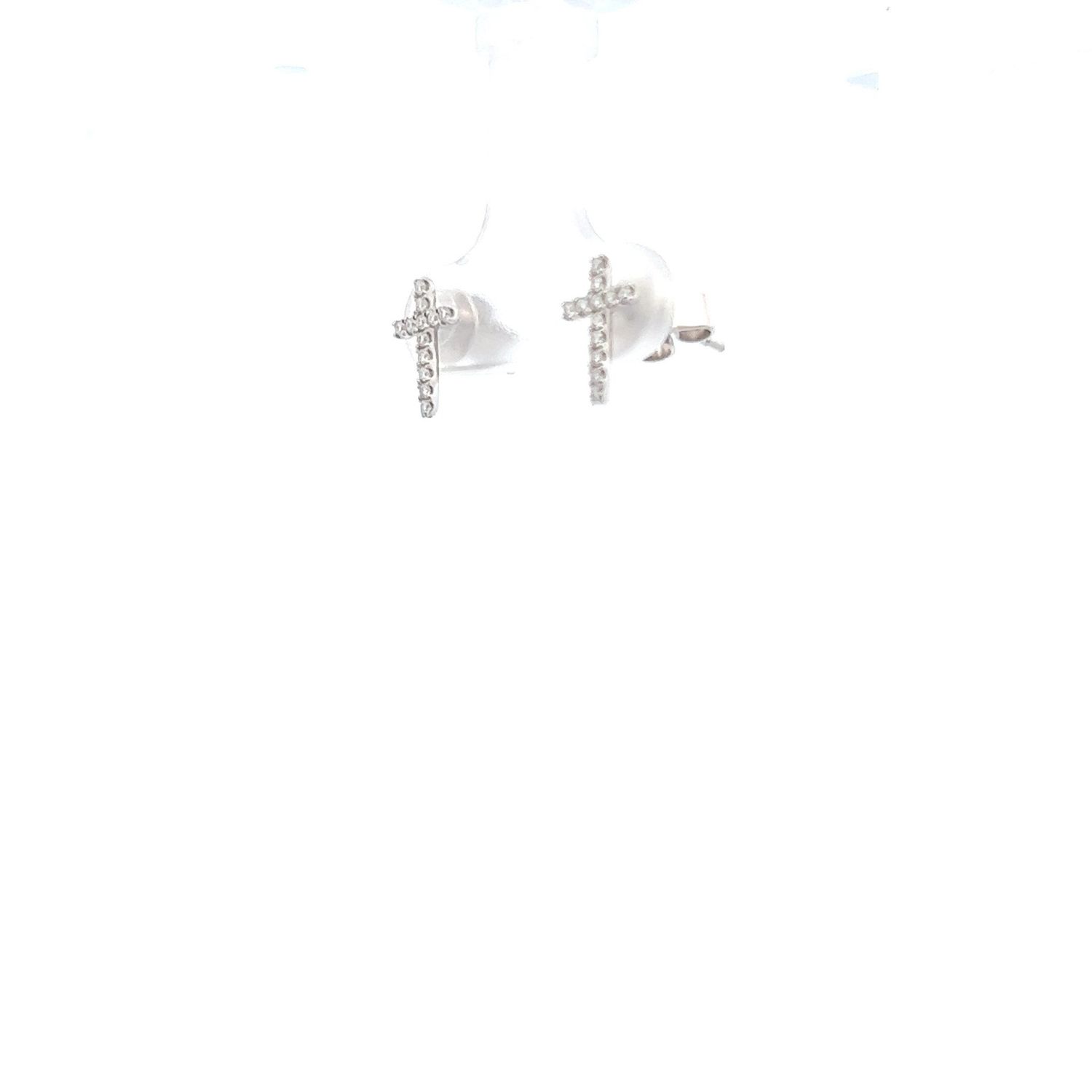 14kw .14ctw Dia Cross Stud Earrings 1.40g