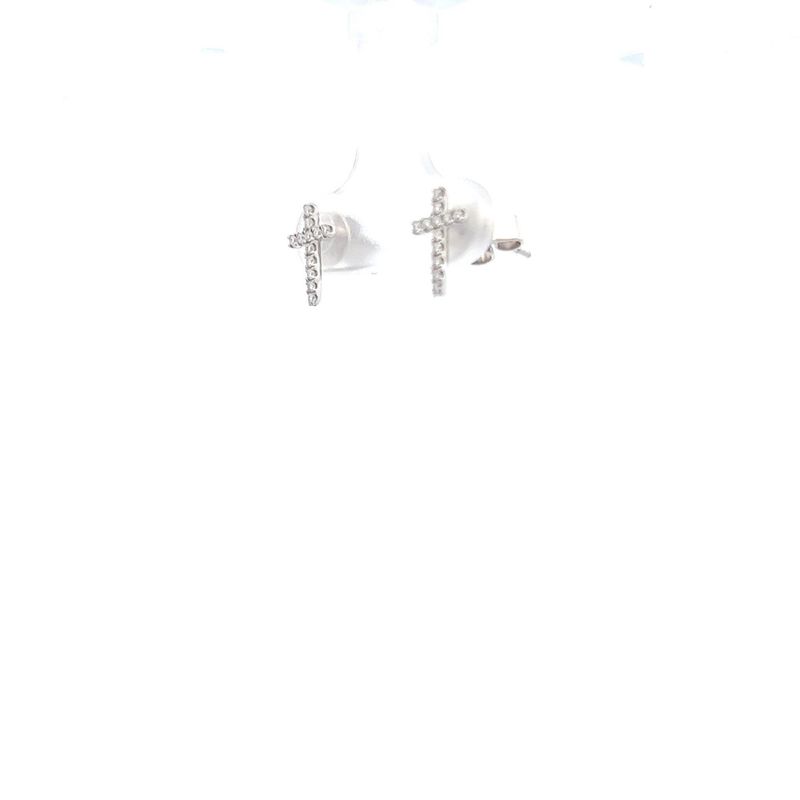 14kw .14ctw Dia Cross Stud Earrings 1.40g