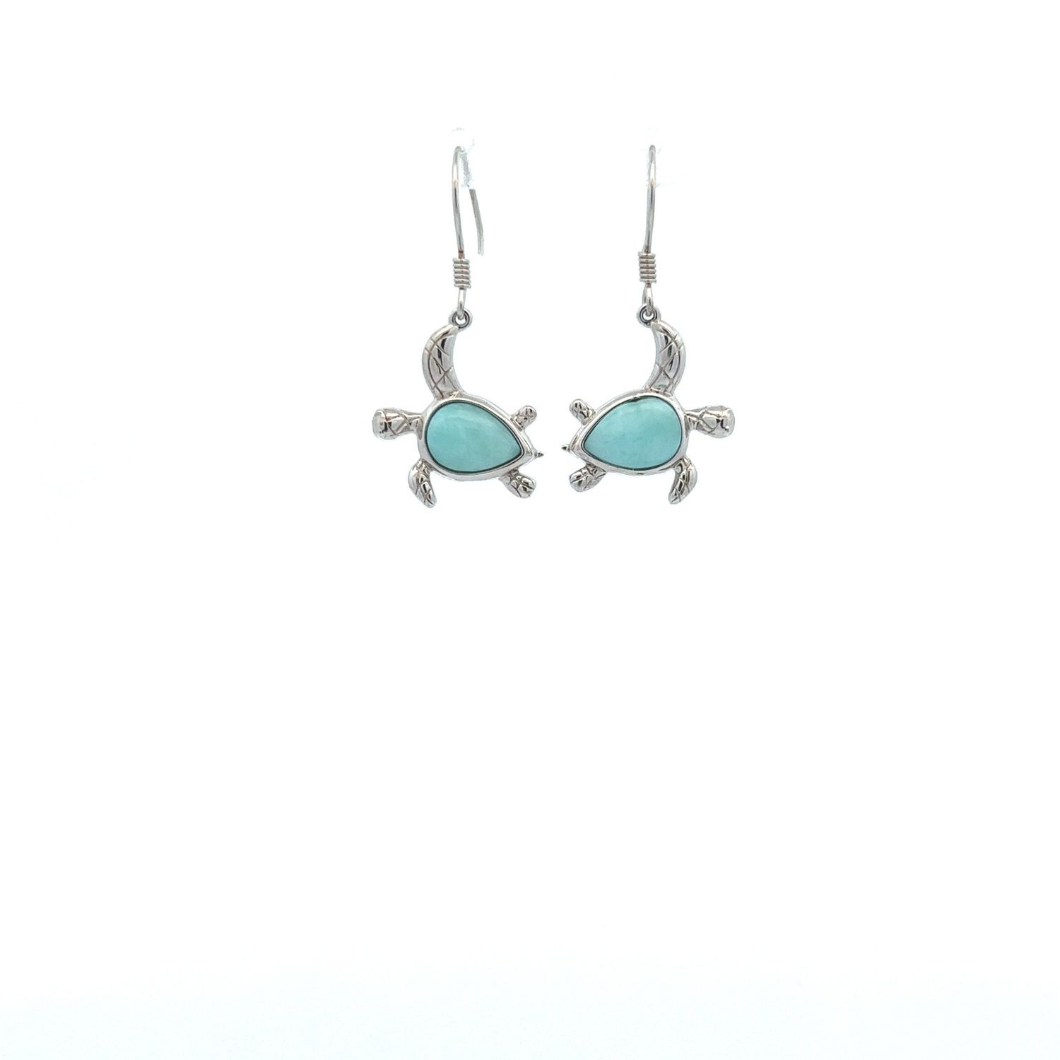 SS Larimar Turtle Dangle Earrings