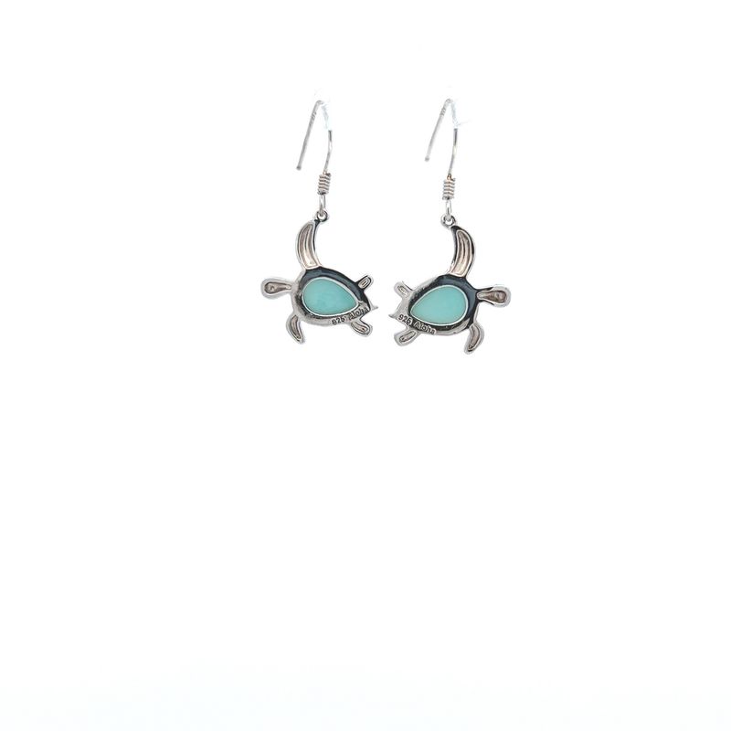 SS Larimar Turtle Dangle Earrings