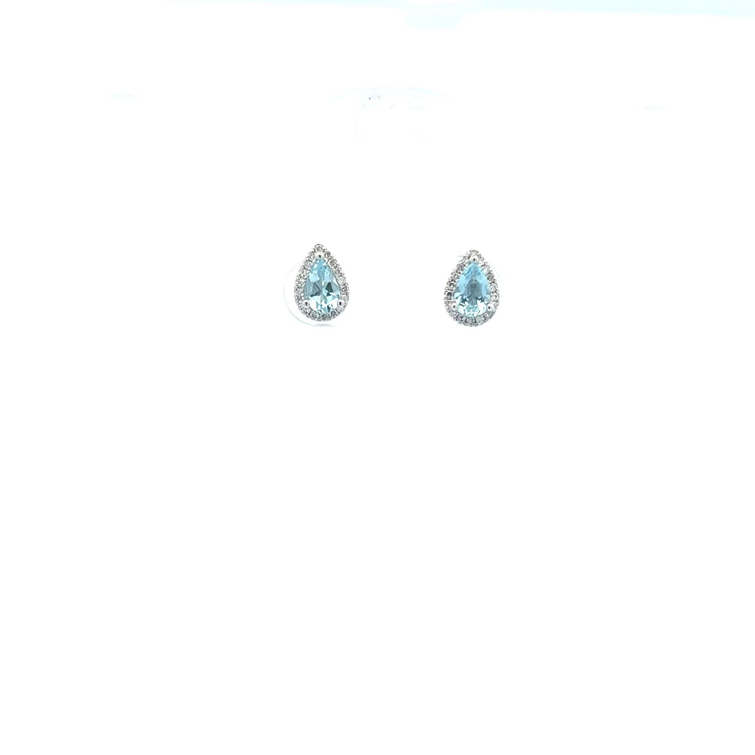 14KW 0.13ctw Dia 0.36ctw Aqua Raindrop Earrings