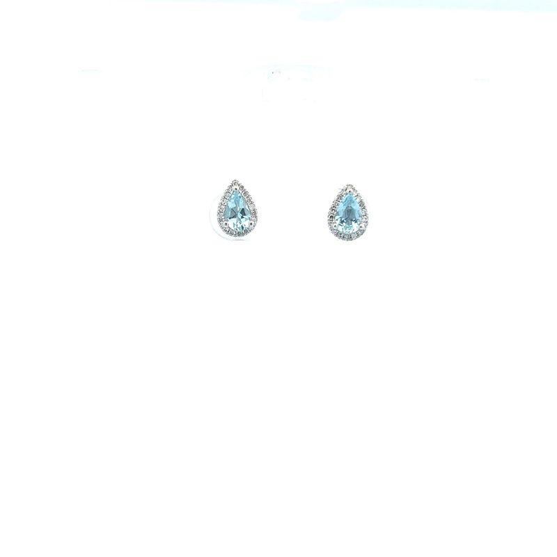 14KW 0.13ctw Dia 0.36ctw Aqua Raindrop Earrings