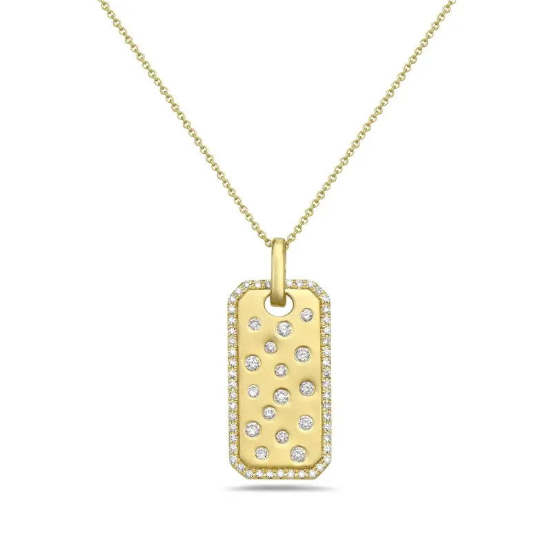 14ky 0.16ctw Dia Tag Necklace 18"