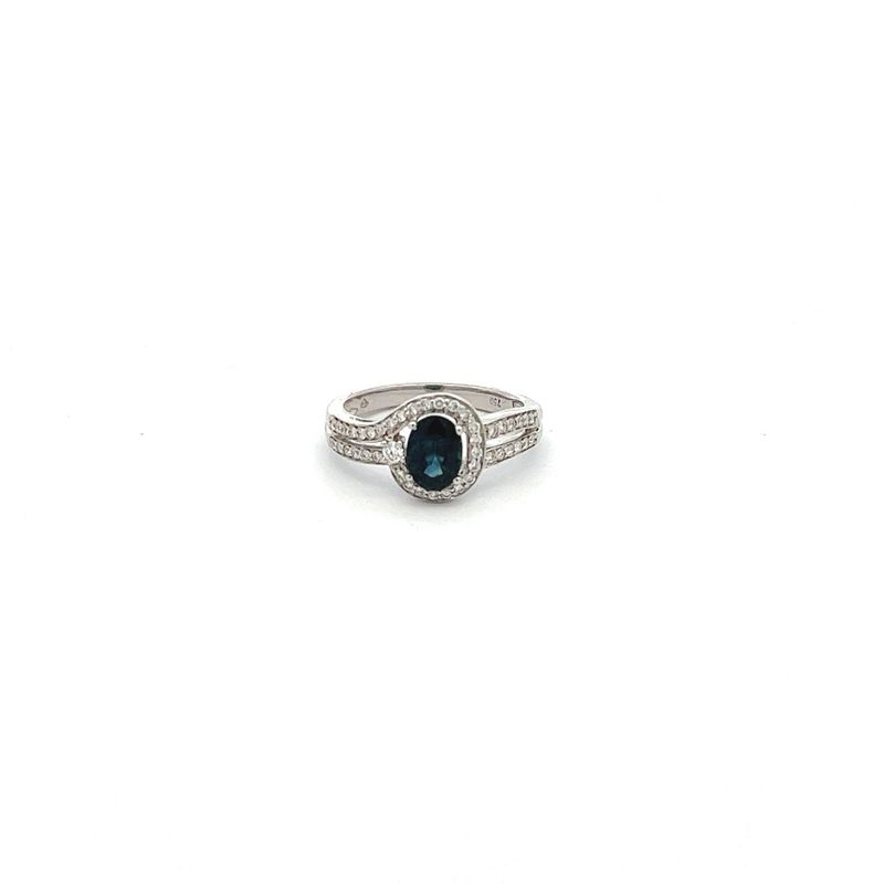 18KW Sapphire and Diamond Ring, 1tcw Saph/0.23tcw Dia, IJ/I1-2 sz 6.5