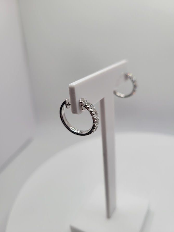 18KW Diamond Hoop Earrings, 0.95ctw
