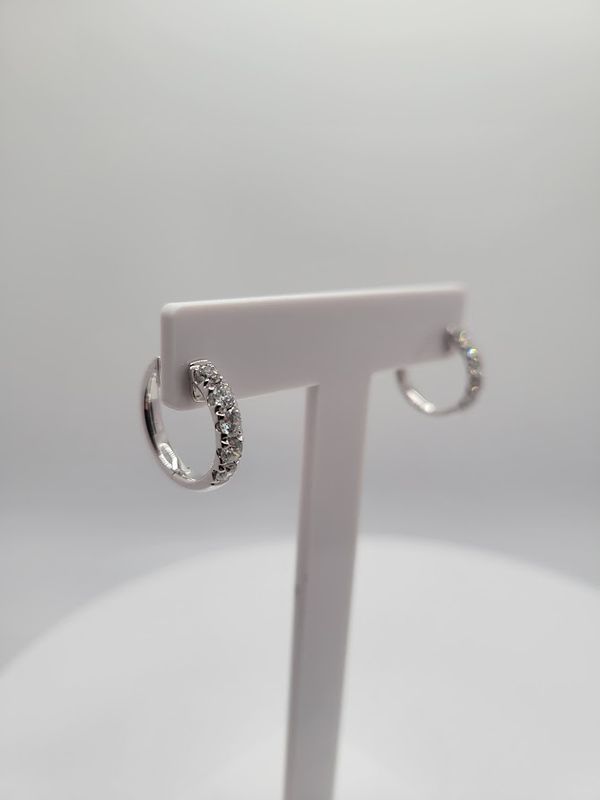 18KW Diamond Hoop Earrings, 0.95ctw