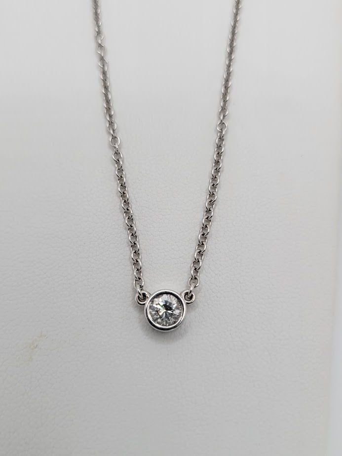 14KW Diamond Bezel Necklace 0.55ctw 16&quot;