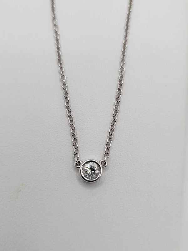14KW Diamond Bezel Necklace 0.55ctw 16&quot;