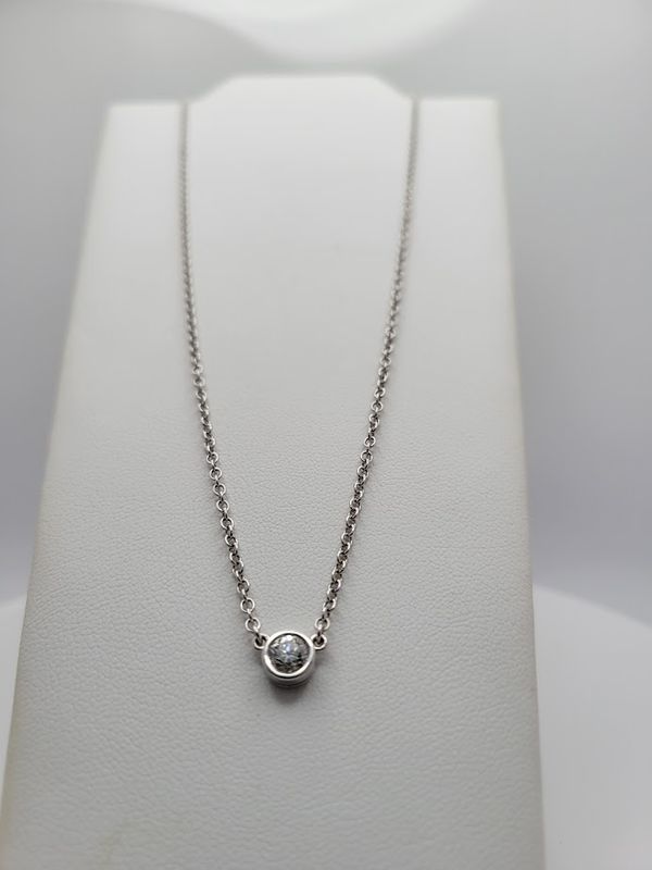 14KW Diamond Bezel Necklace 0.55ctw 16"