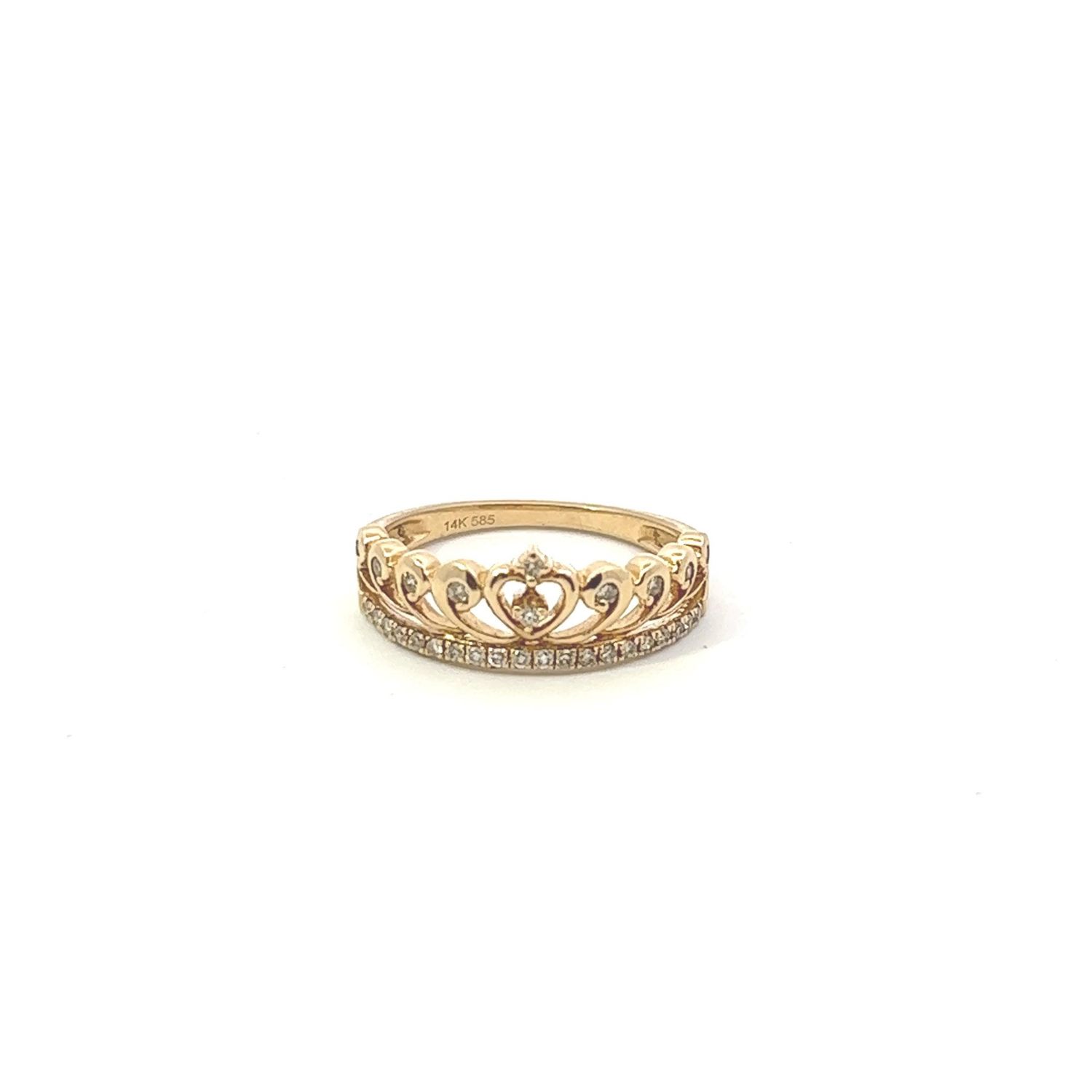 14KY 0.21ctw 2.57G Diamond &amp; Gold Crown Ring