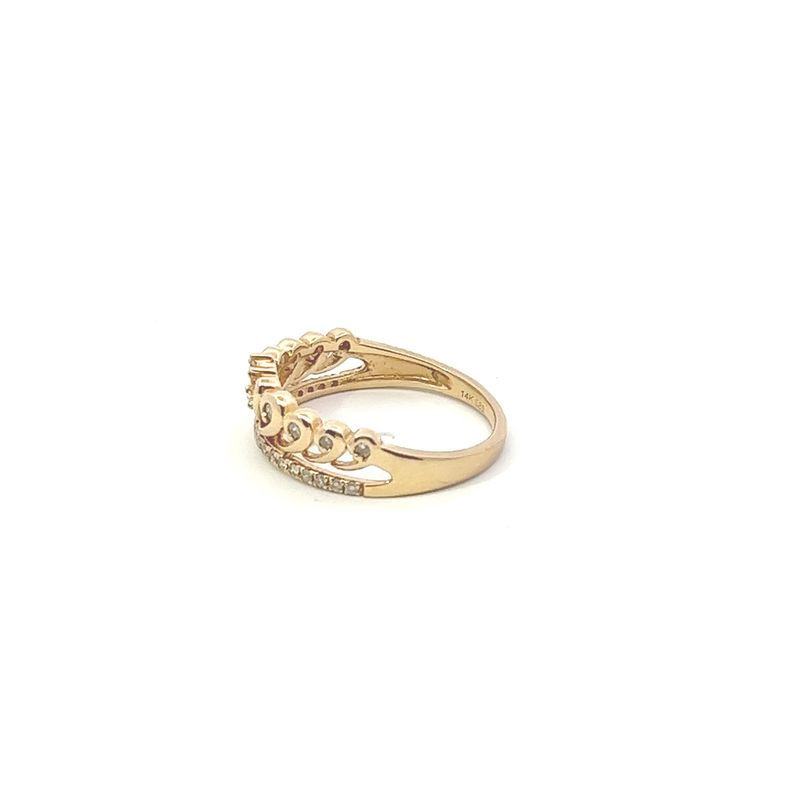 14KY 0.21ctw 2.57G Diamond &amp; Gold Crown Ring