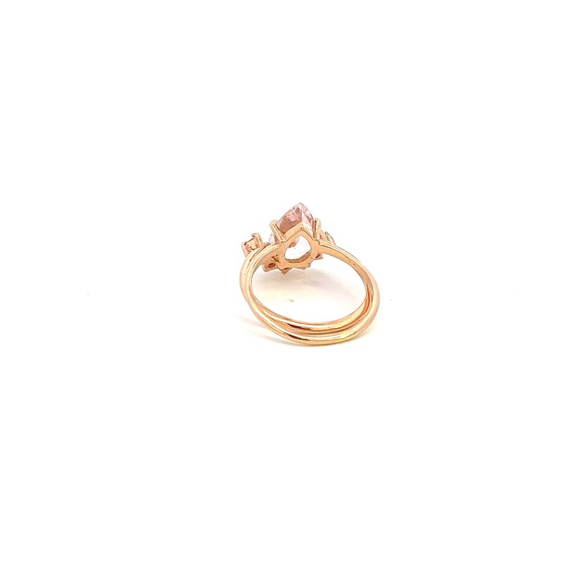14K Rose Gold Morganite &amp; Diamond 2pc Ring
