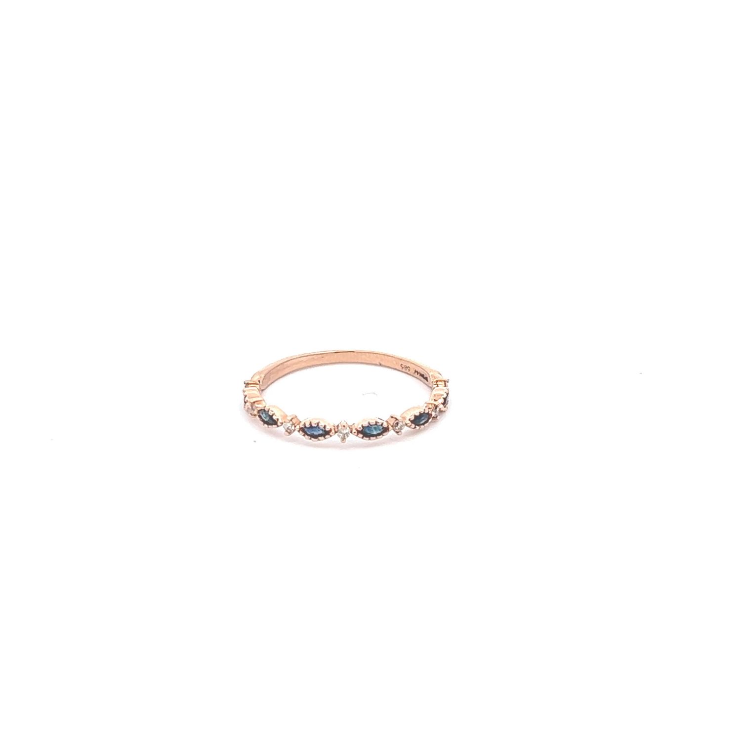 14KR DIA &amp; SAPP RING 0.07DIA 0.24 SAPP STACKABLE RING