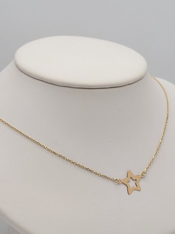 14KY Adj 15.5 &amp; 17" Star Necklace