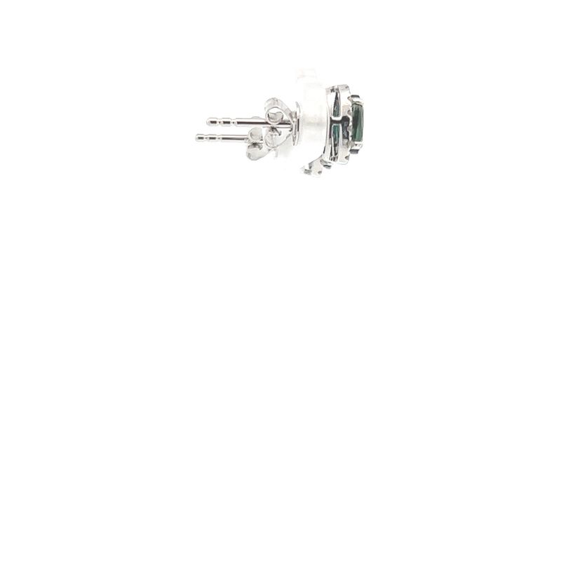 14KW OVAL SAPP &amp; DIA HALO STUDS 1.67 CTW SAPP, 0.19CTW DIA