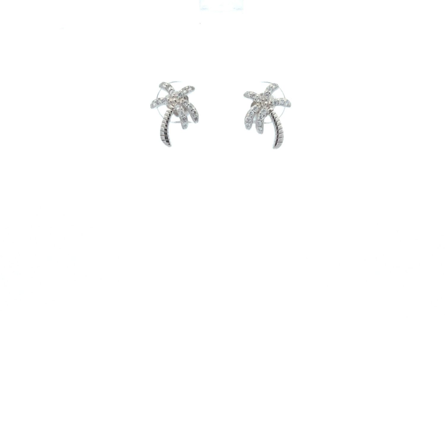 Sterling CZ Palm Tree Stud Earrings
