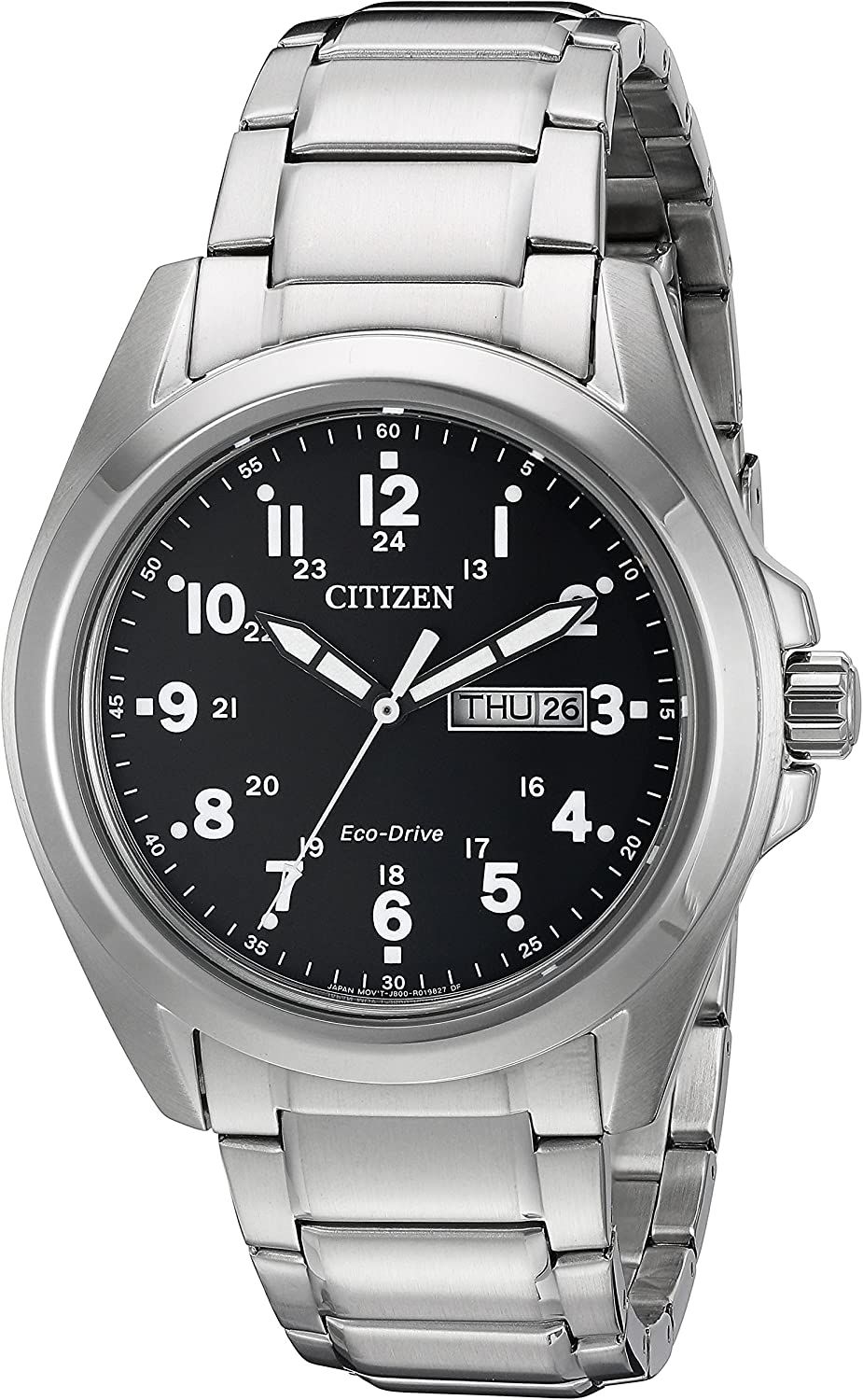 Citizen AW0050-82E Garrison Sporty with clean lines and oversized Arabic numbers.