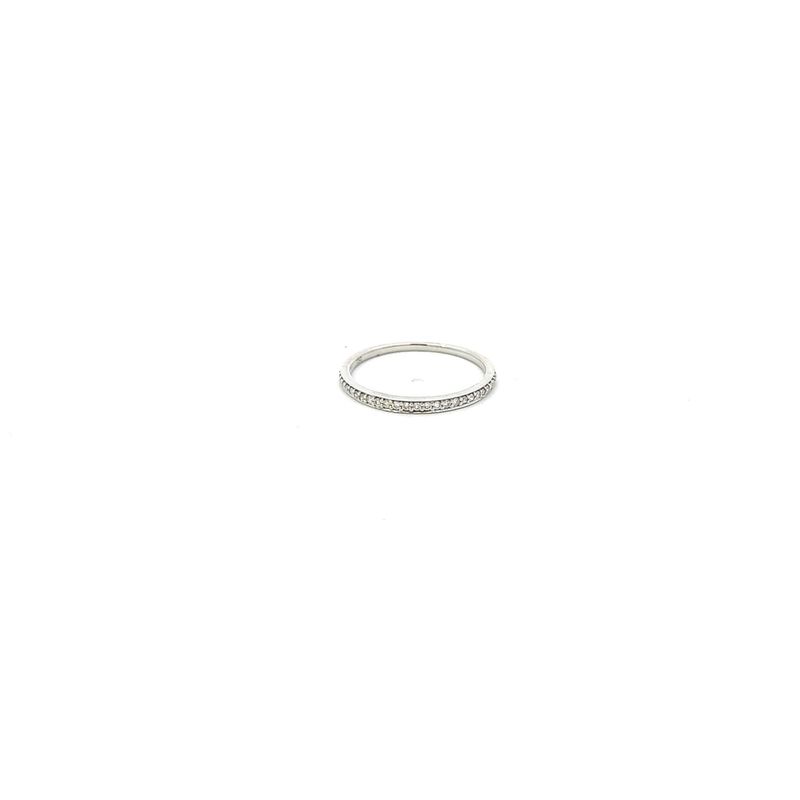 18kw 0.12ctw RD 23 Dia Bead Set Wedding Band, Sz 5.5, 0.80g
