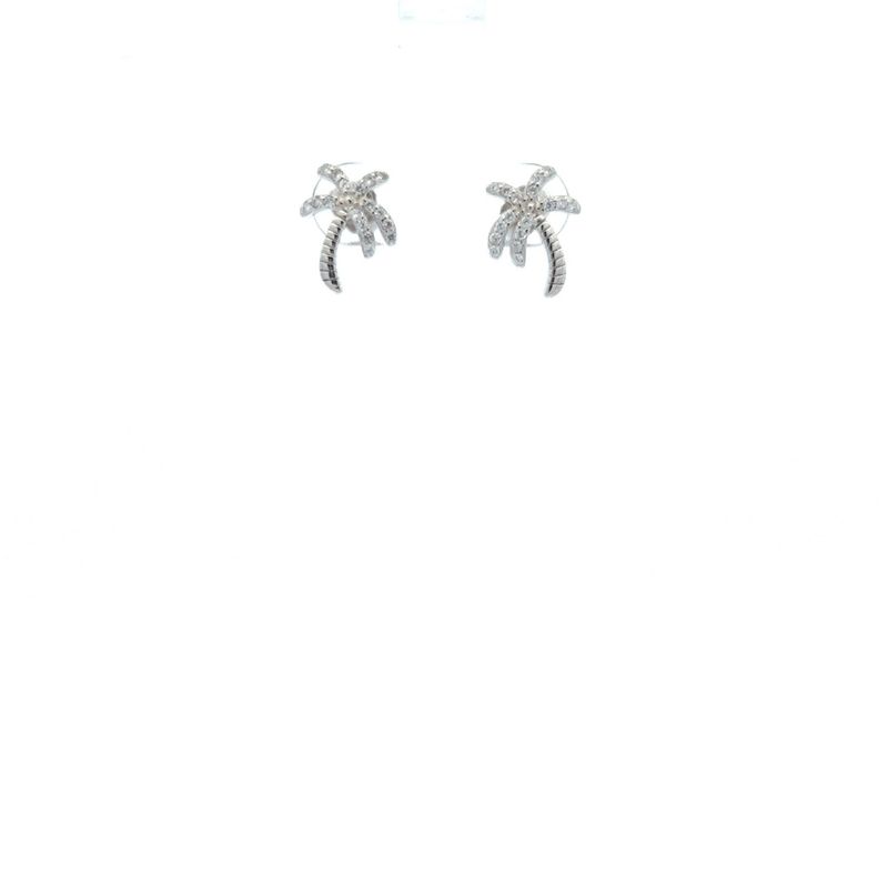 Sterling CZ Palm Tree Stud Earrings