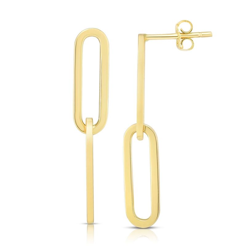 14KY Gold Two Link Paperclip Drop Earrings 2.0g